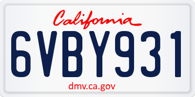 CA license plate 6VBY931