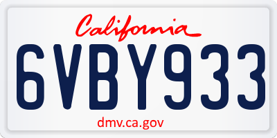 CA license plate 6VBY933