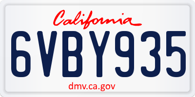CA license plate 6VBY935