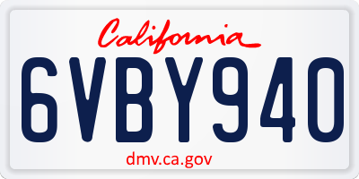CA license plate 6VBY940