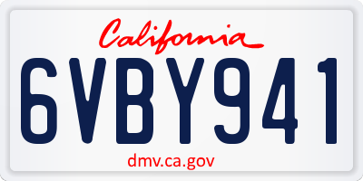 CA license plate 6VBY941