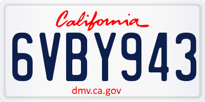 CA license plate 6VBY943
