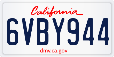 CA license plate 6VBY944