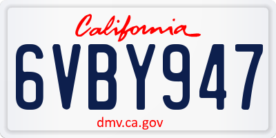 CA license plate 6VBY947