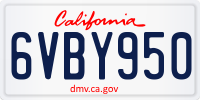 CA license plate 6VBY950