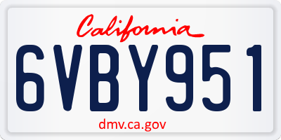 CA license plate 6VBY951