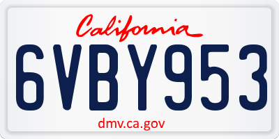 CA license plate 6VBY953
