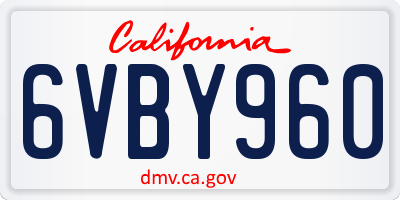 CA license plate 6VBY960