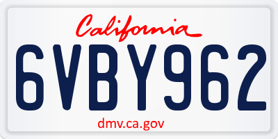 CA license plate 6VBY962