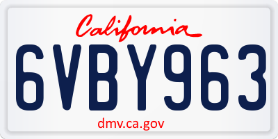 CA license plate 6VBY963