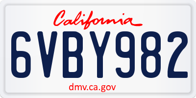 CA license plate 6VBY982