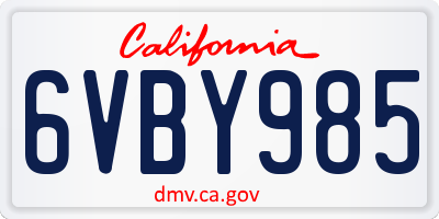 CA license plate 6VBY985