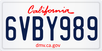 CA license plate 6VBY989