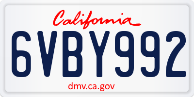 CA license plate 6VBY992