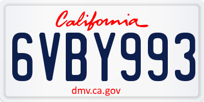 CA license plate 6VBY993