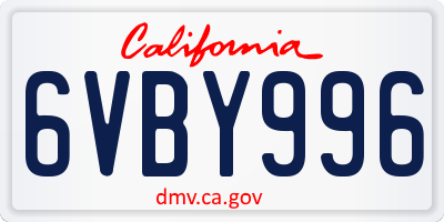 CA license plate 6VBY996