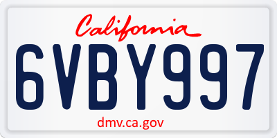 CA license plate 6VBY997