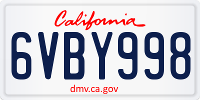 CA license plate 6VBY998