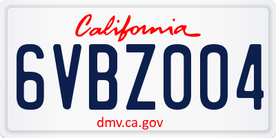 CA license plate 6VBZ004
