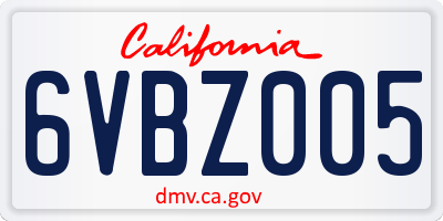 CA license plate 6VBZ005