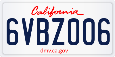 CA license plate 6VBZ006