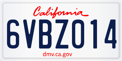 CA license plate 6VBZ014