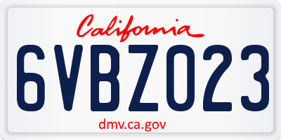 CA license plate 6VBZ023