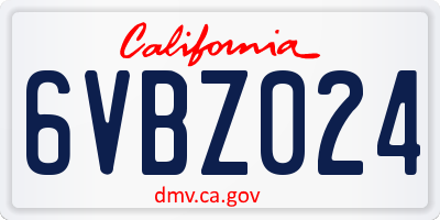 CA license plate 6VBZ024