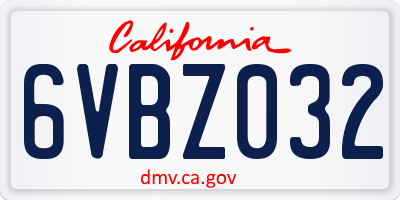CA license plate 6VBZ032