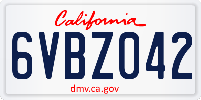 CA license plate 6VBZ042