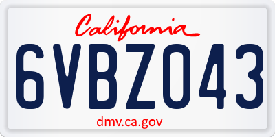 CA license plate 6VBZ043