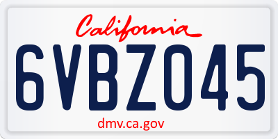 CA license plate 6VBZ045