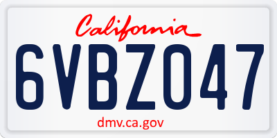 CA license plate 6VBZ047