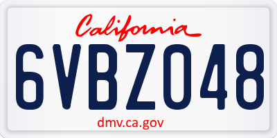 CA license plate 6VBZ048