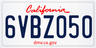 CA license plate 6VBZ050