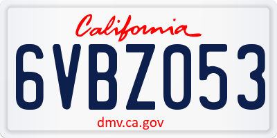 CA license plate 6VBZ053