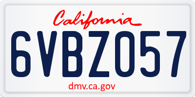 CA license plate 6VBZ057