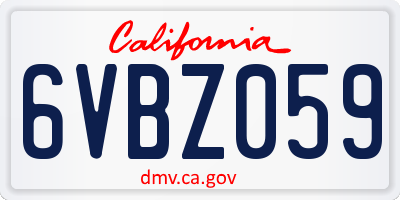 CA license plate 6VBZ059