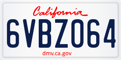 CA license plate 6VBZ064