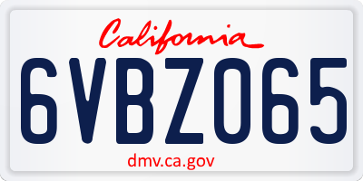 CA license plate 6VBZ065
