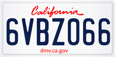 CA license plate 6VBZ066