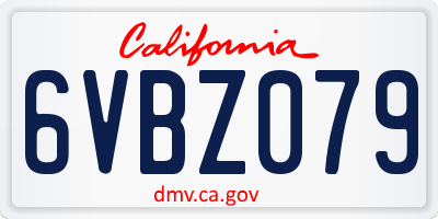 CA license plate 6VBZ079