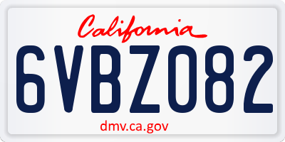 CA license plate 6VBZ082