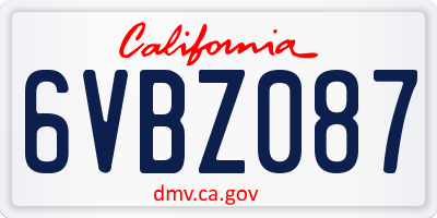 CA license plate 6VBZ087
