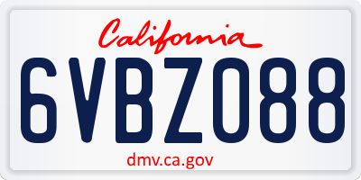 CA license plate 6VBZ088