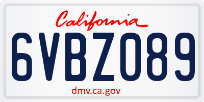 CA license plate 6VBZ089