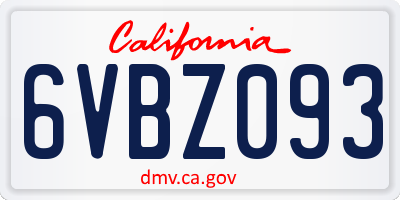 CA license plate 6VBZ093
