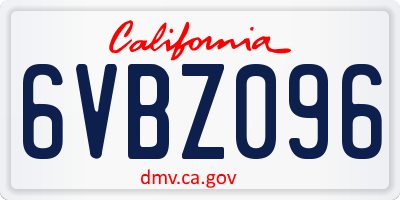 CA license plate 6VBZ096
