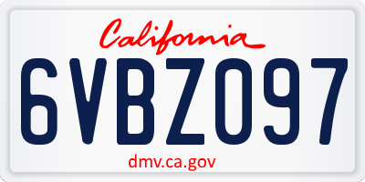CA license plate 6VBZ097