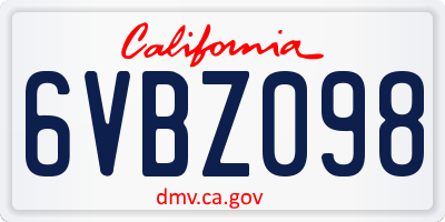 CA license plate 6VBZ098